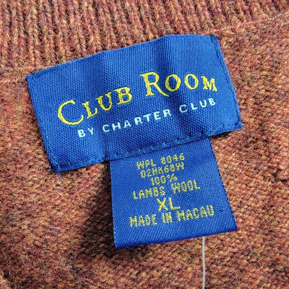 Club Room Mens XL Orange Pullover Sweater Lambs Wool Long Sleeve Warm Casual - Picture 4 of 11